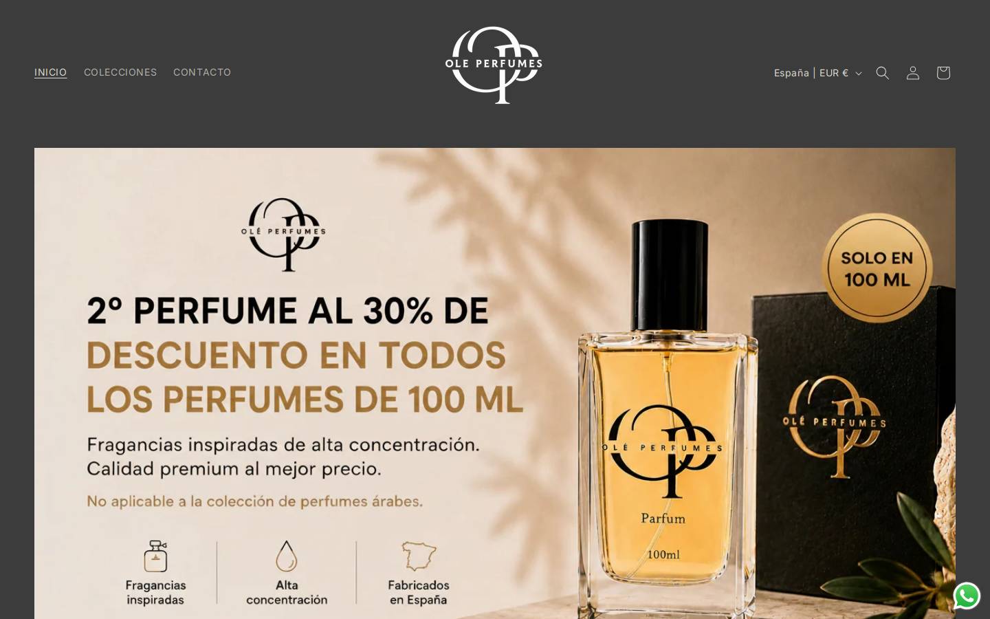 oleperfumes.com homepage screenshot