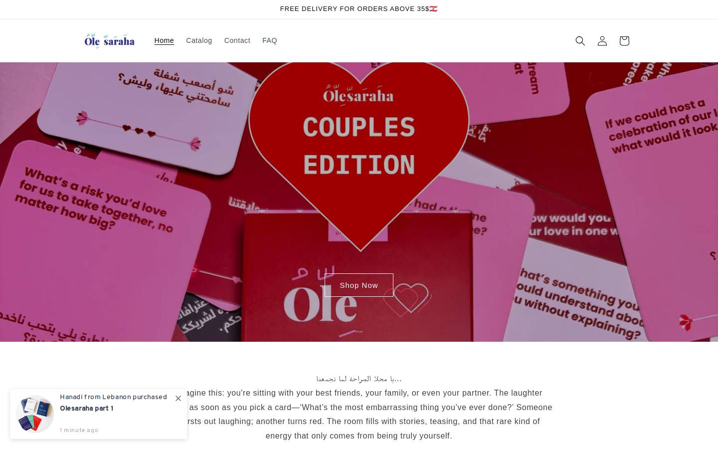 olesaraha.com homepage screenshot