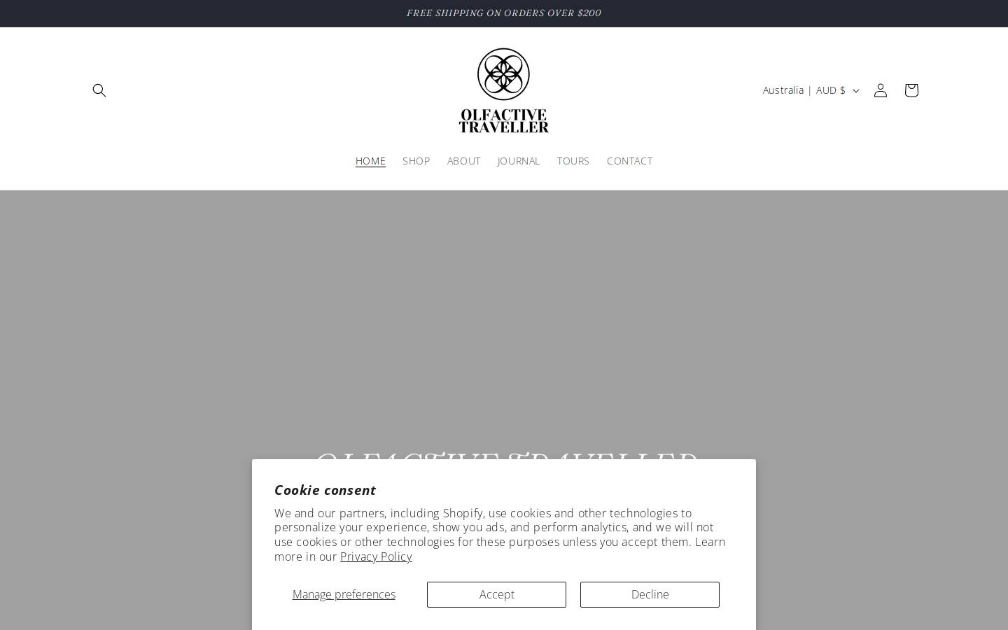 olfactivetraveller.com homepage screenshot