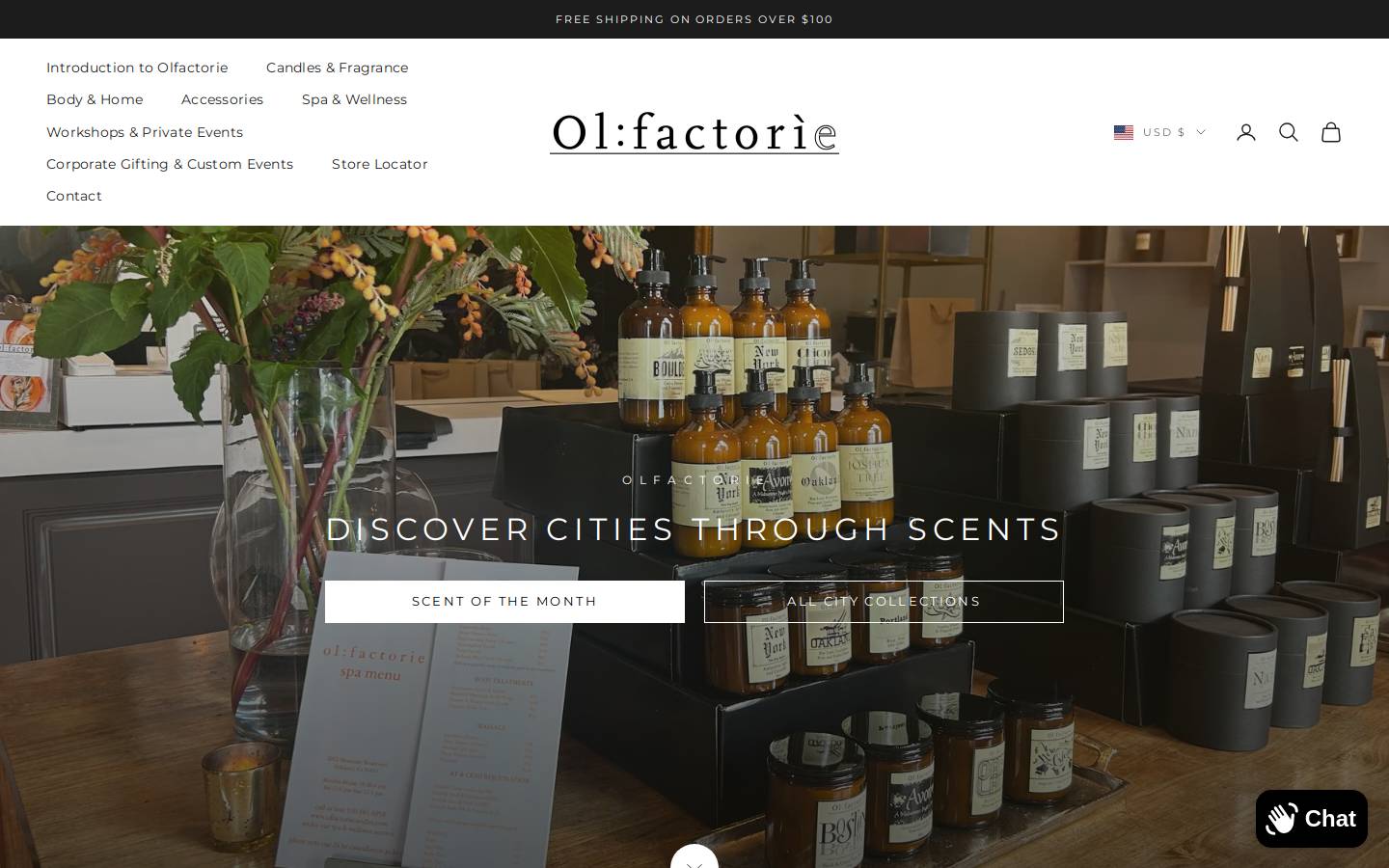 olfactoriecandles.com homepage screenshot
