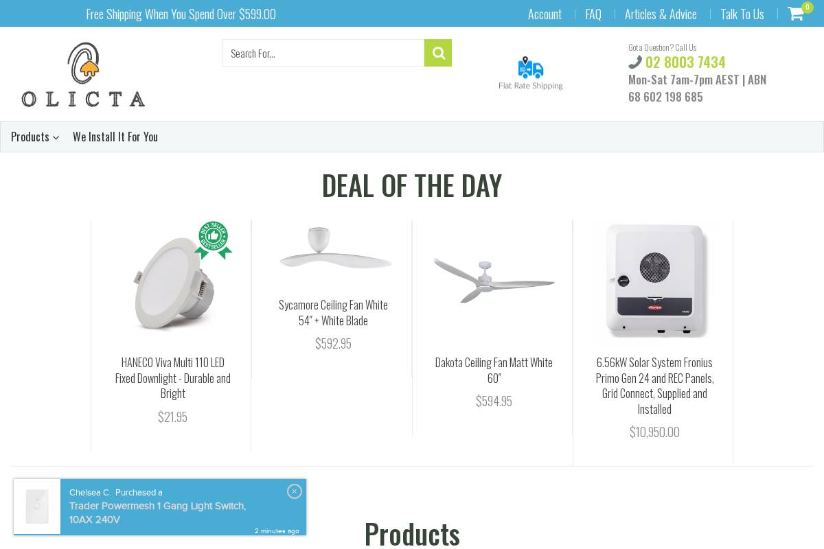 olicta.com.au homepage screenshot