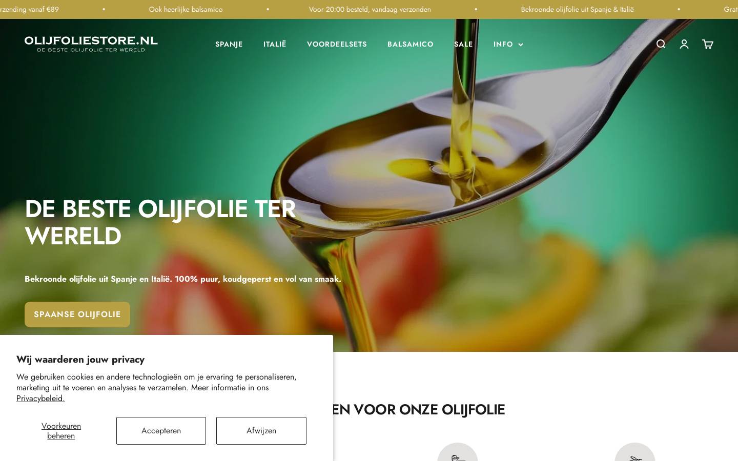 Olijfoliestore homepage screenshot