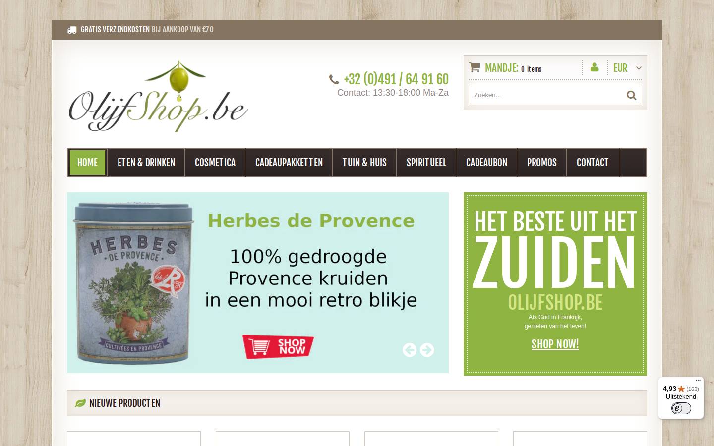 olijfshop.nl homepage screenshot