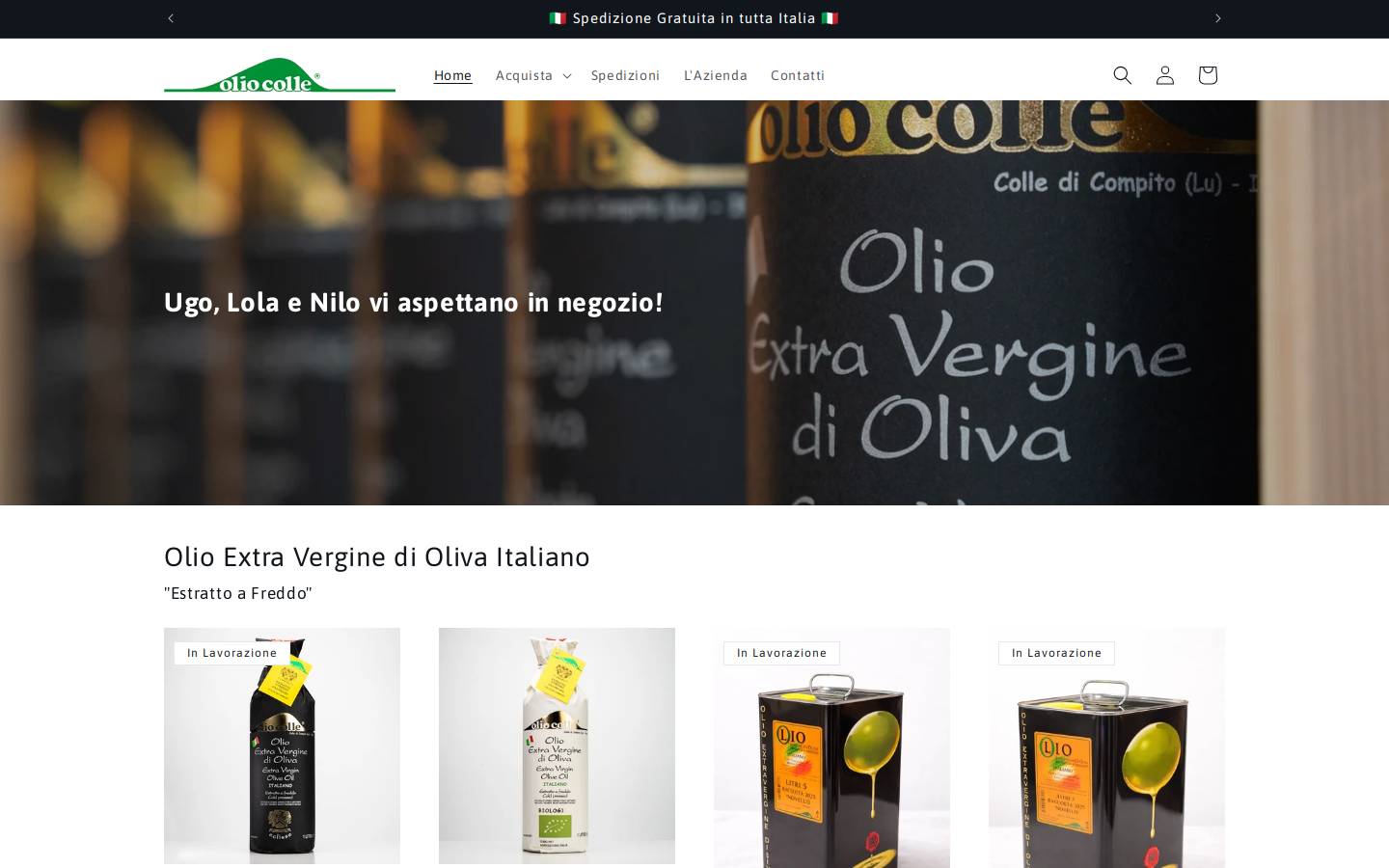 oliocolle.com homepage screenshot