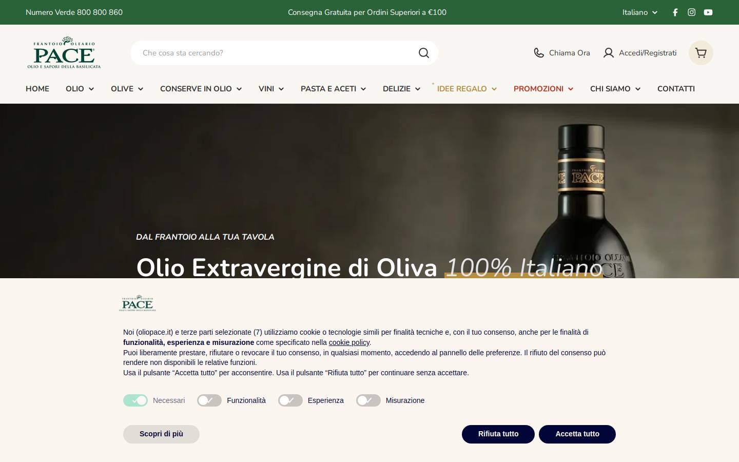 oliodenocciolato.it homepage screenshot