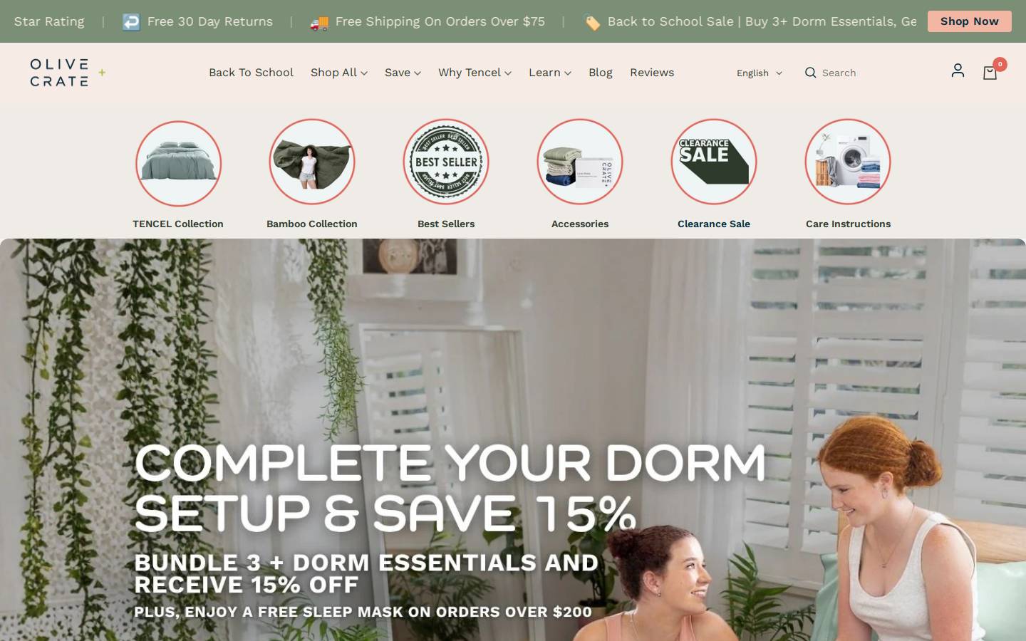 Oliveandcrate homepage screenshot