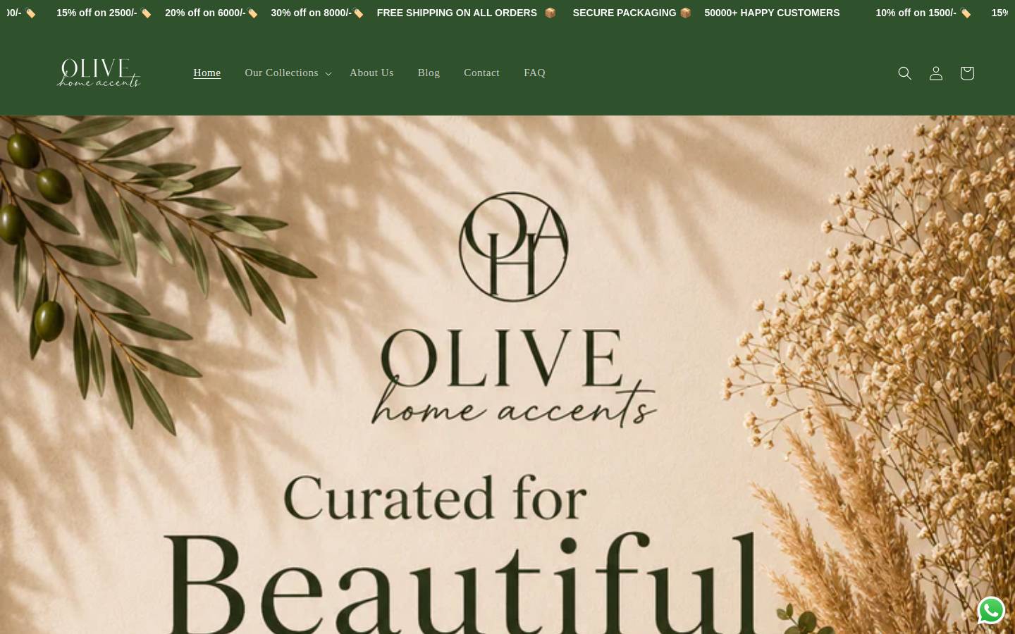 olivehomeaccents.com homepage screenshot