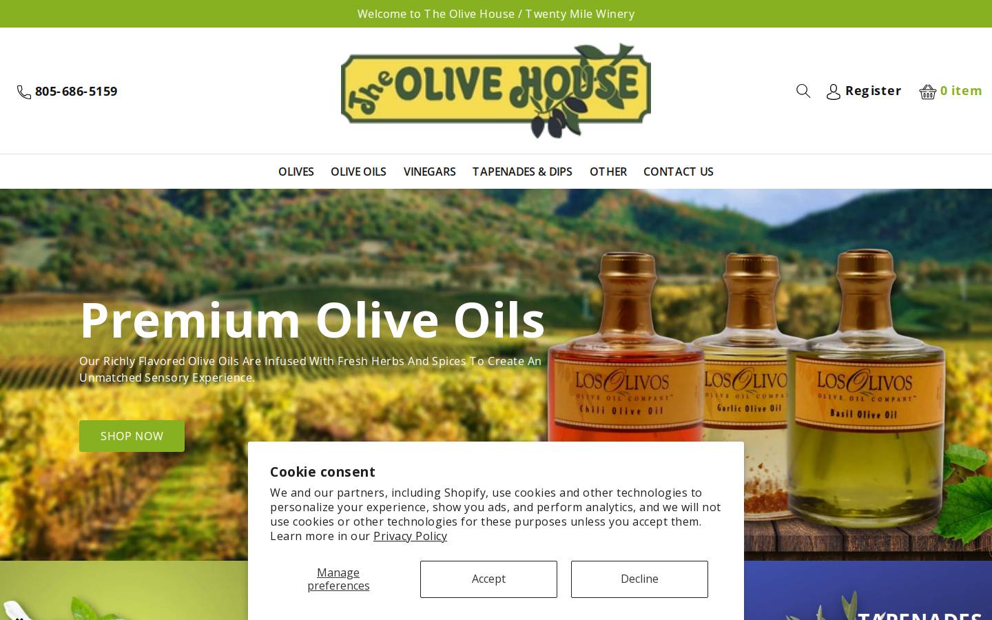 olivehouse.com homepage screenshot