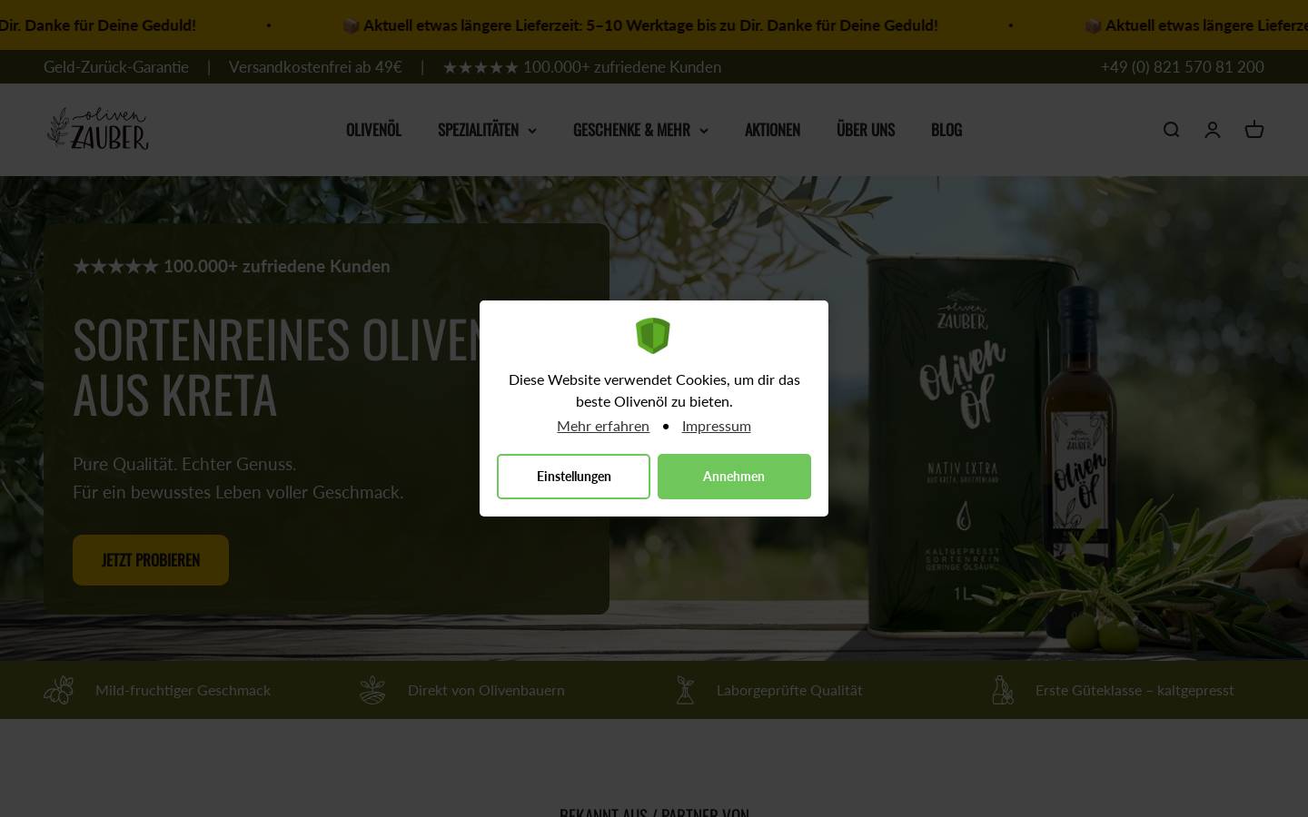 Olivenzauber homepage screenshot