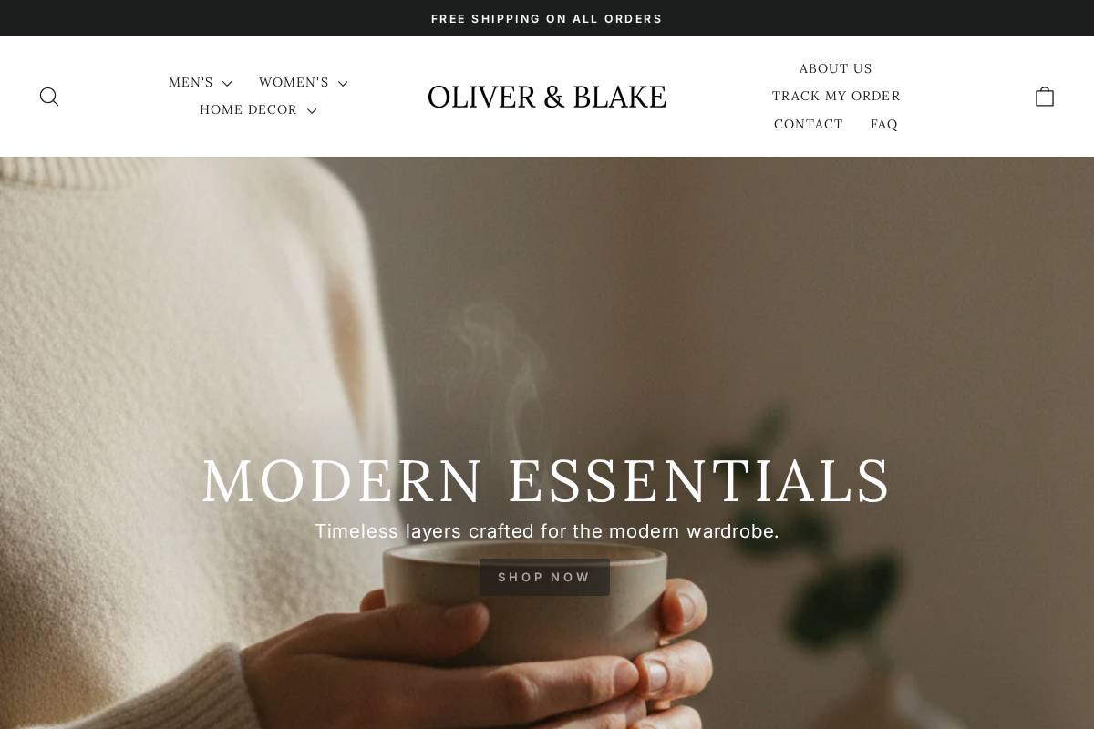 Oliverandblake homepage screenshot