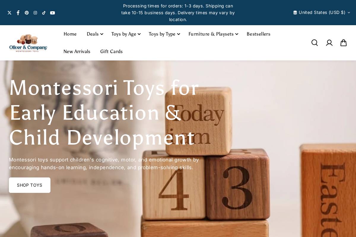 Olivermontessori homepage screenshot