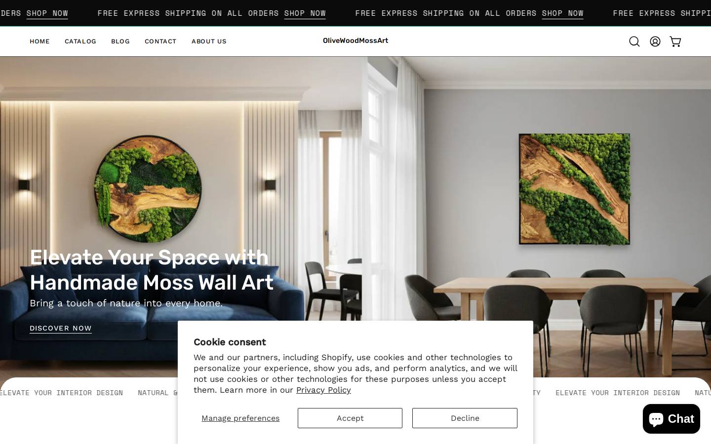 olivewoodmossart.com homepage screenshot