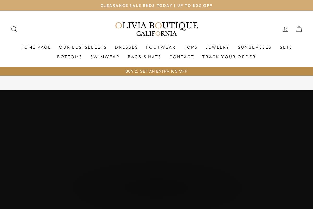 Olivia Boutique California homepage screenshot