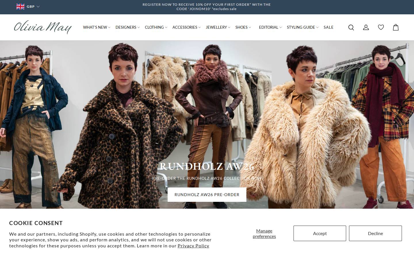 Olivia May Ltd homepage screenshot
