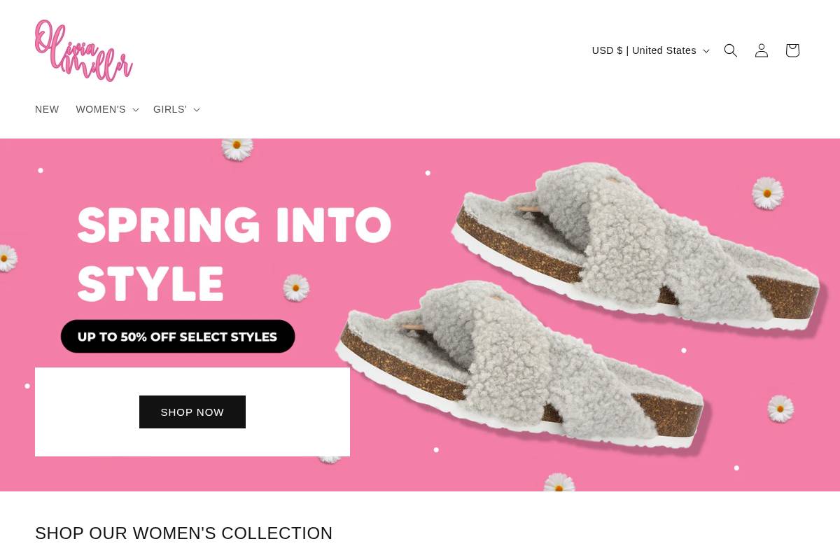 oliviamiller.com homepage screenshot