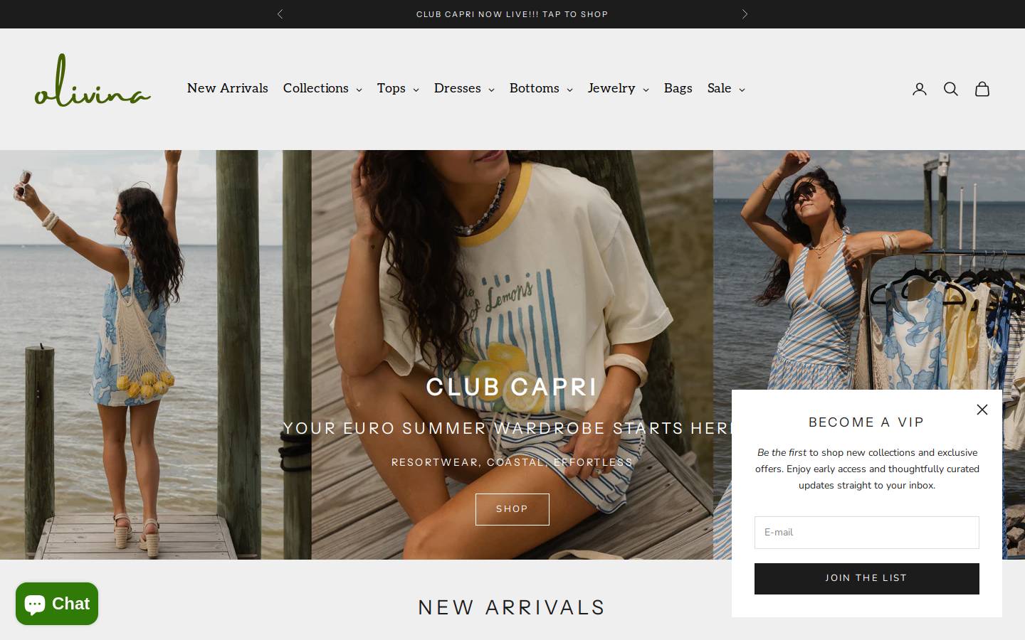 olivina.shop homepage screenshot