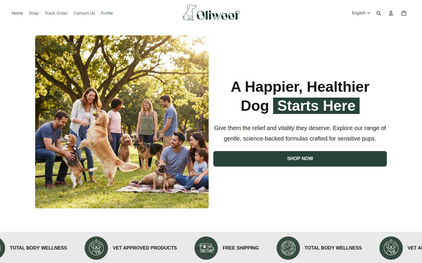 Oliwoof homepage screenshot