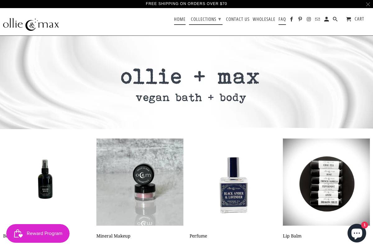 ollieandmax.com homepage screenshot