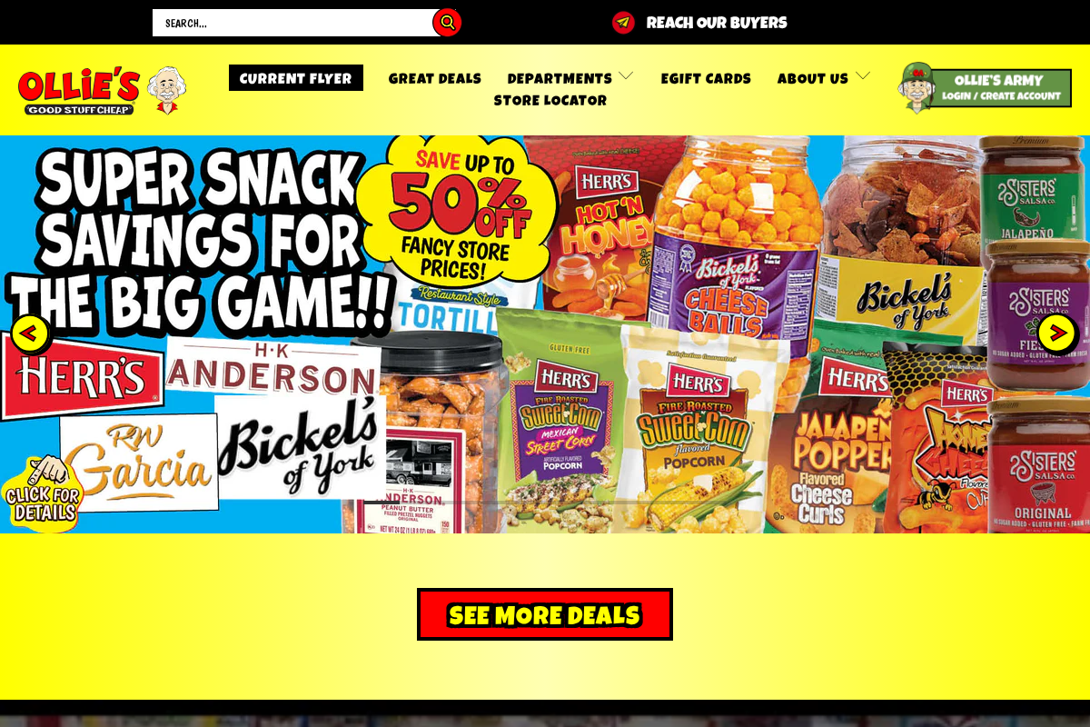 Ollie's Bargain Outlet homepage screenshot