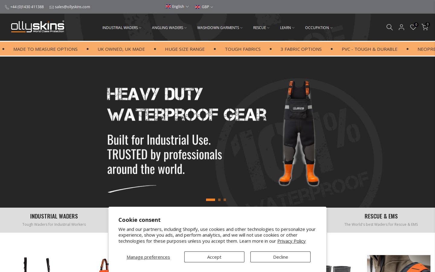 Ollyskins homepage screenshot