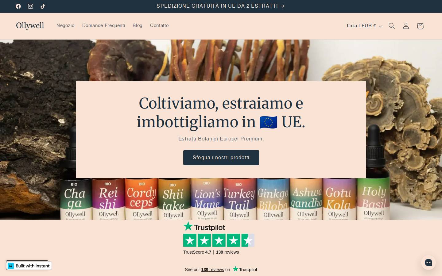 Ollywell homepage screenshot