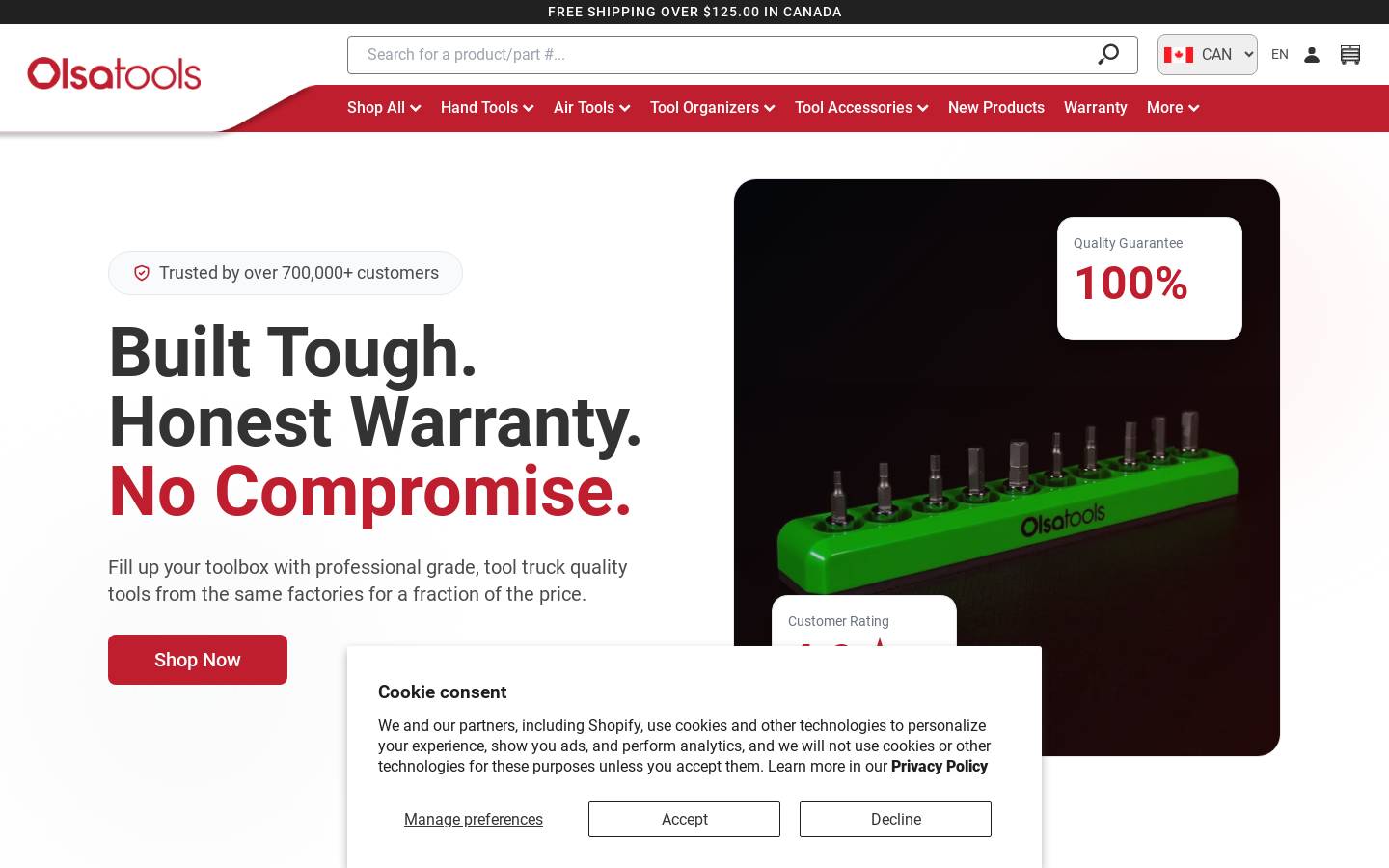 Olsa Tools homepage screenshot
