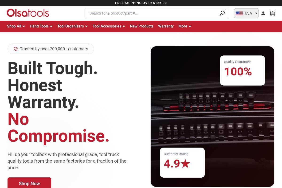 Olsa Tools homepage screenshot