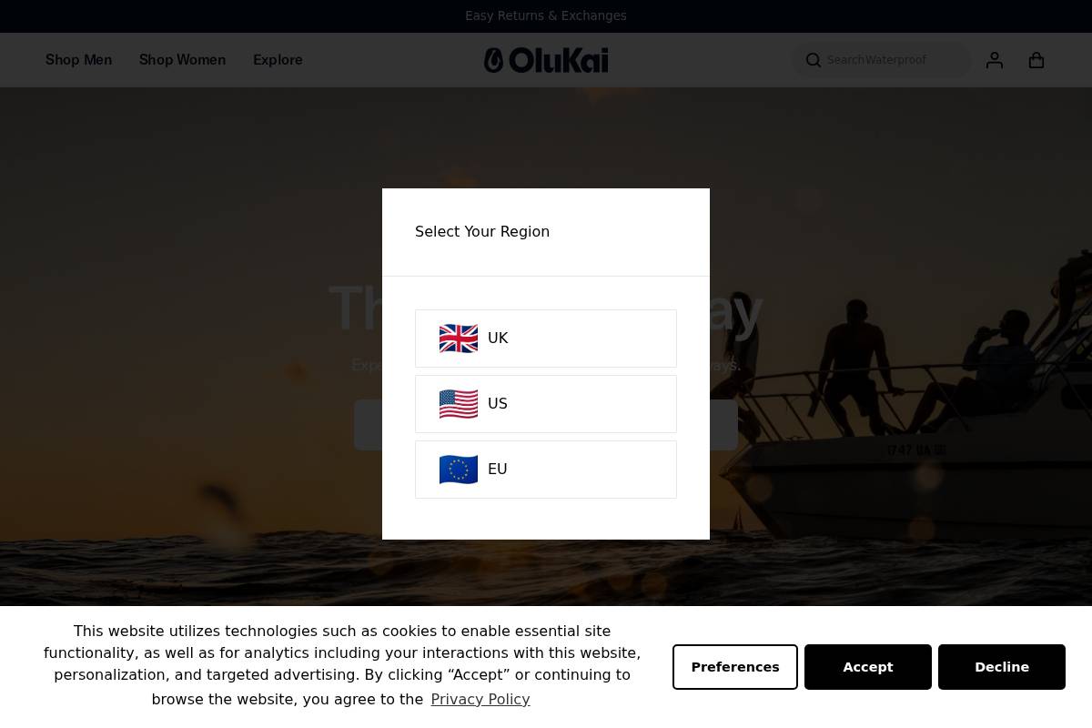 Olukai homepage screenshot