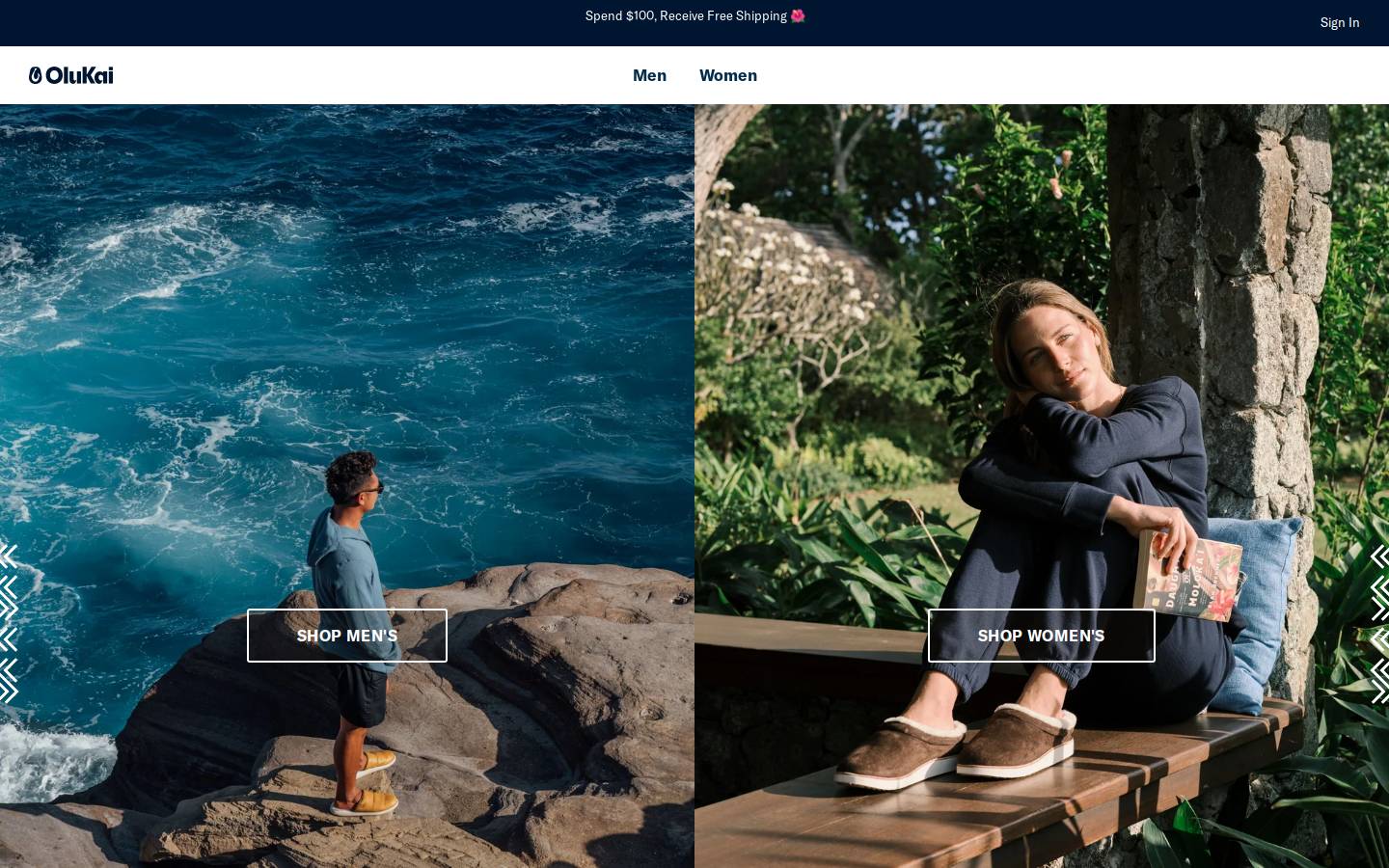 OluKai homepage screenshot