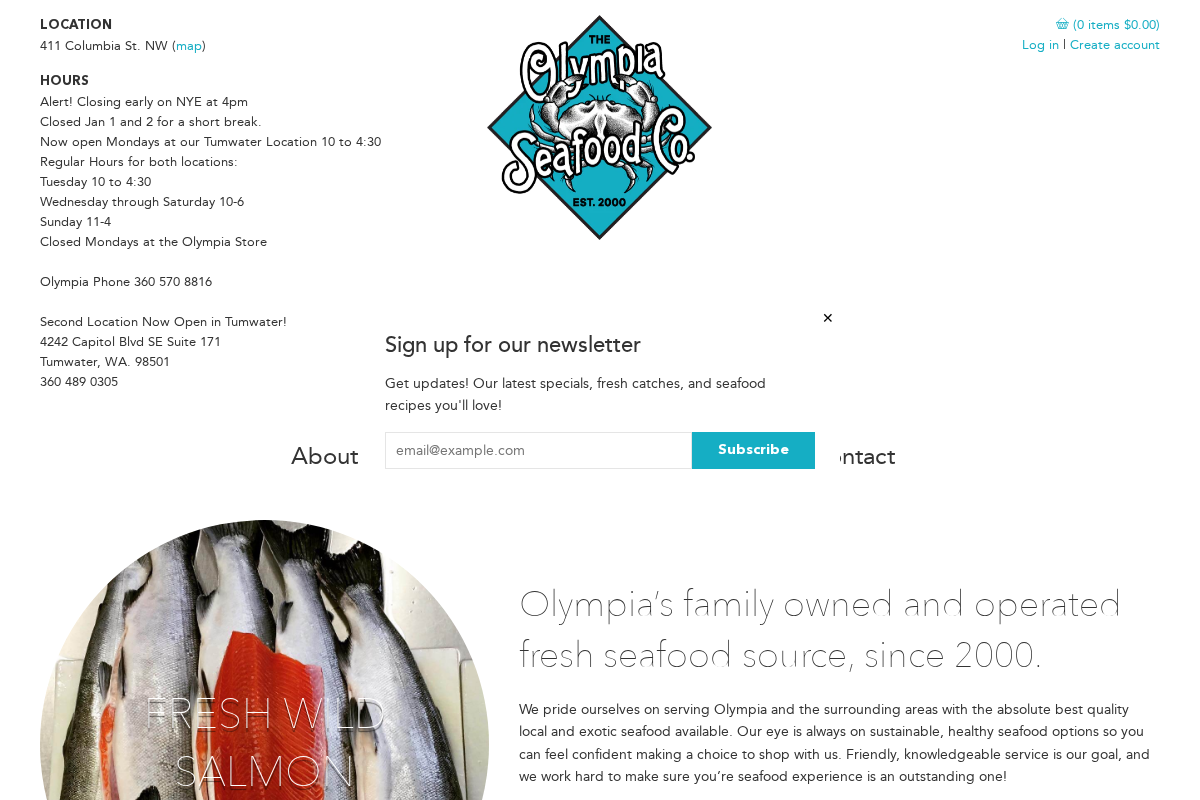 OlympiaSeafood homepage screenshot