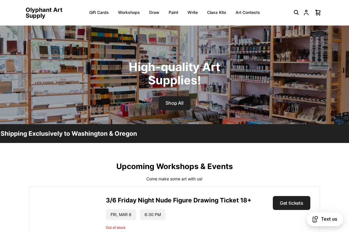 olyphant.store homepage screenshot