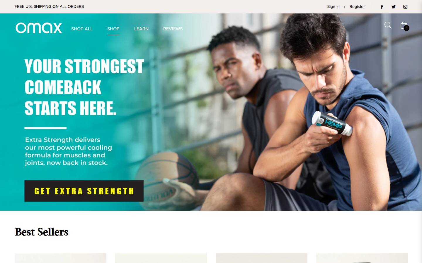 Omax Health Reviews homepage screenshot