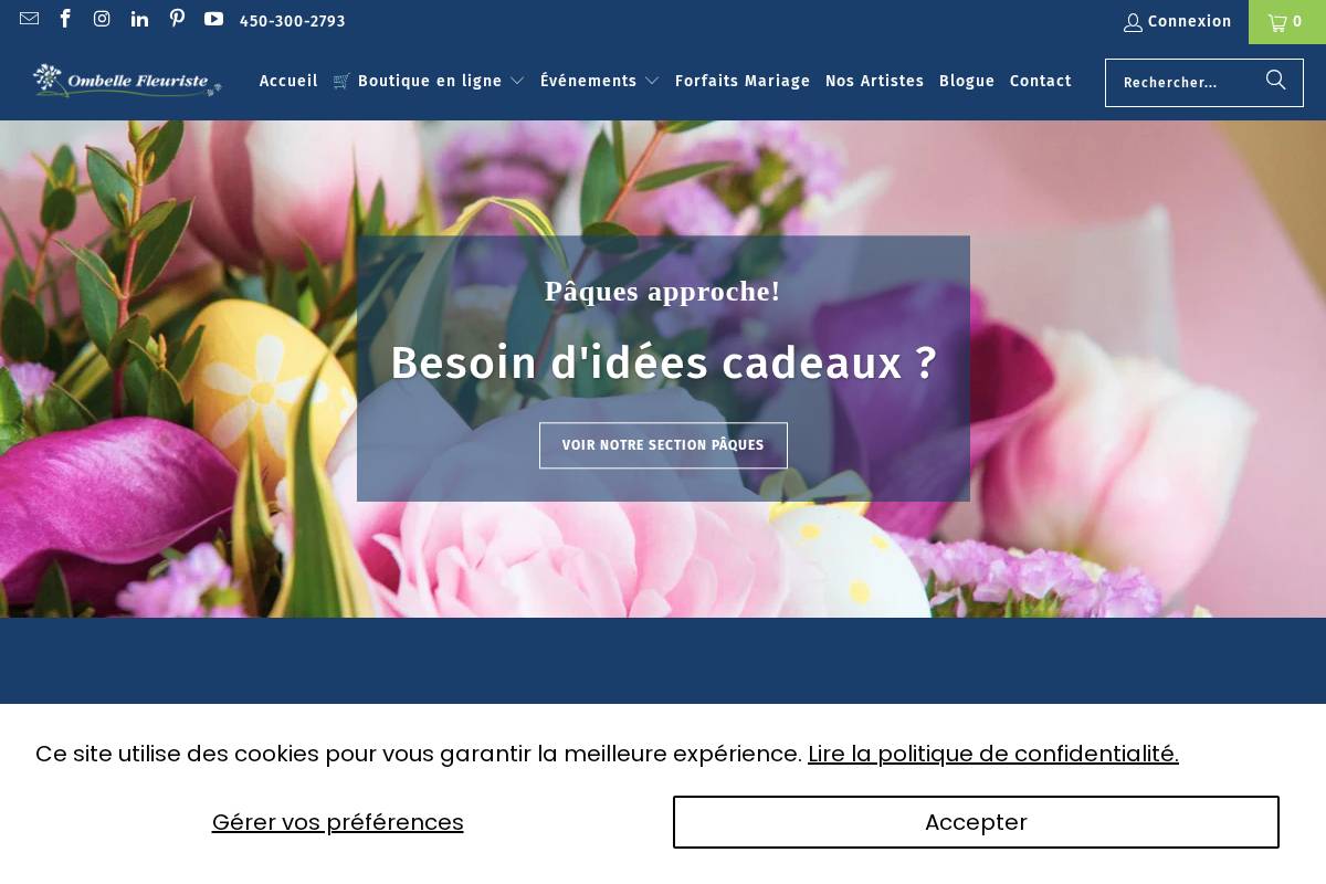 ombellefleuriste.ca homepage screenshot