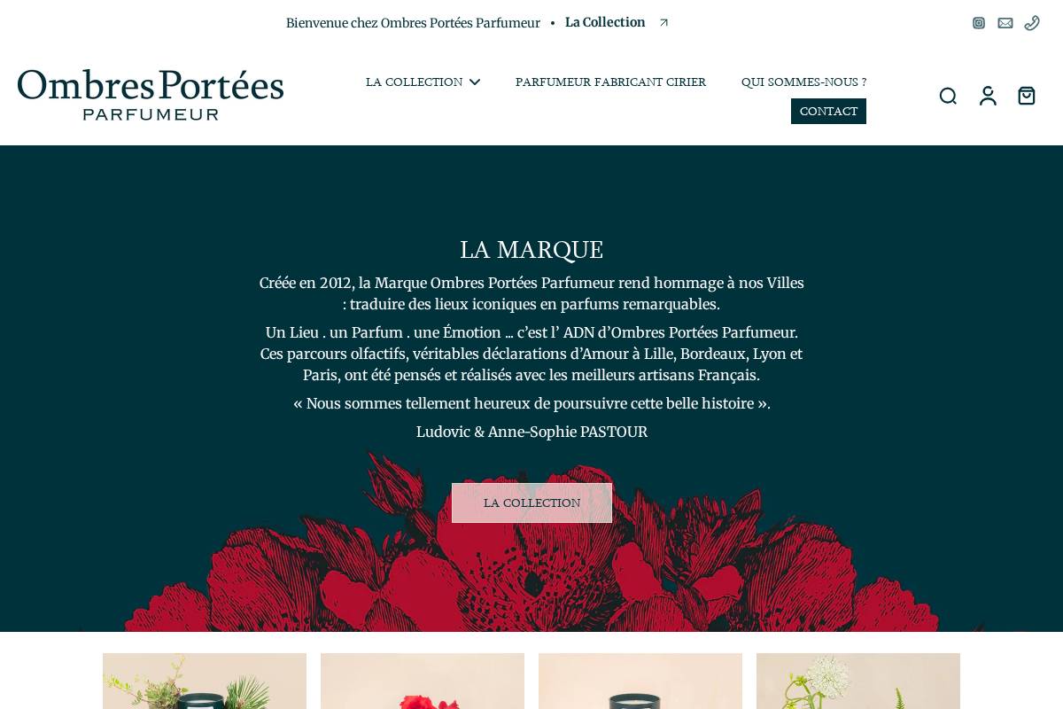 ombres-portees-parfumeur.fr homepage screenshot