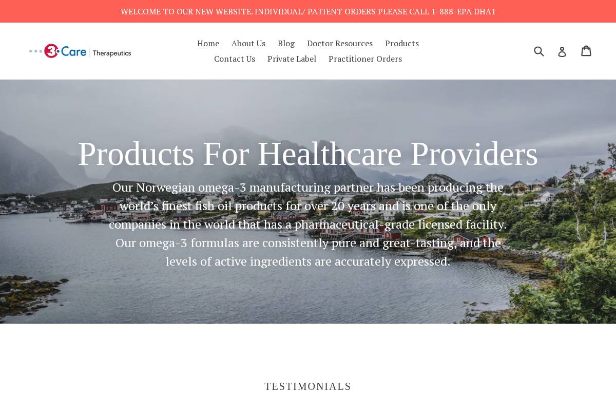 omega3care.com homepage screenshot