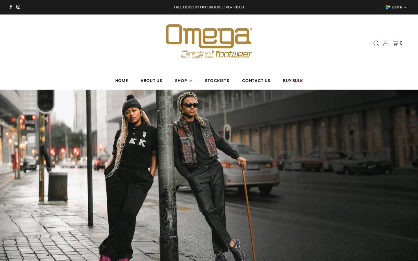 omegafootwear.co.za homepage screenshot