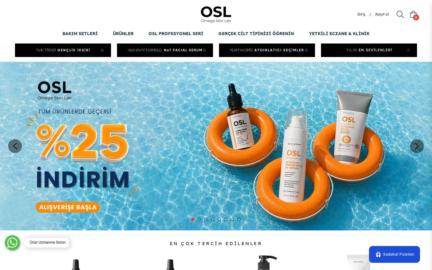 omegaskinlab.com homepage screenshot