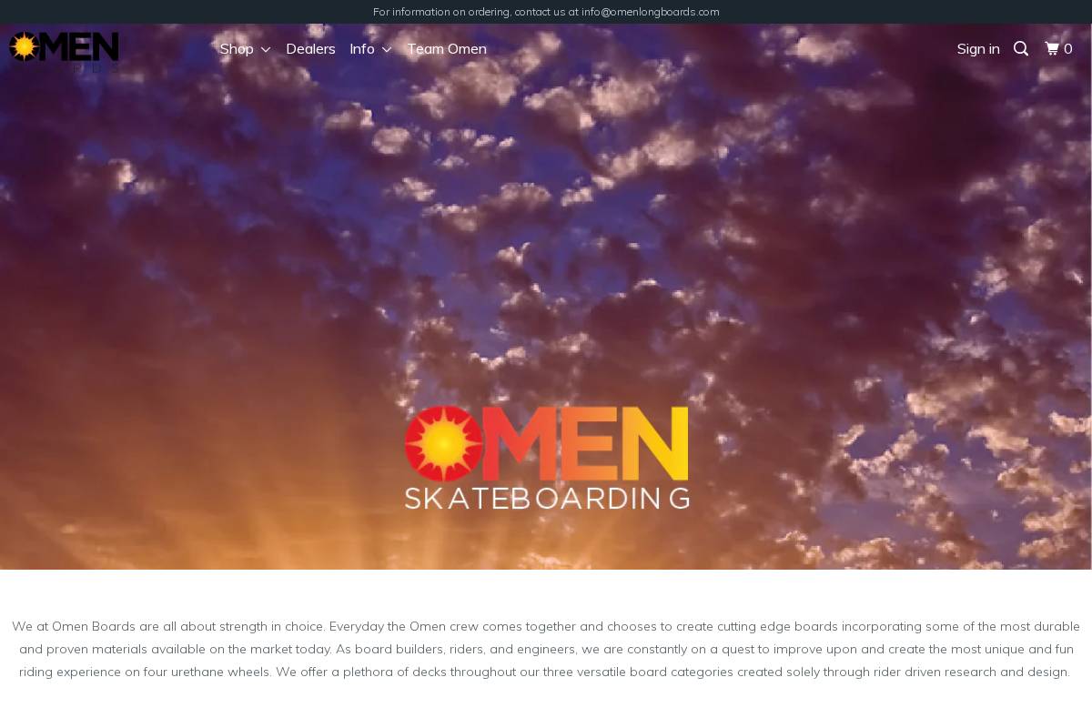 omenlongboards.com homepage screenshot