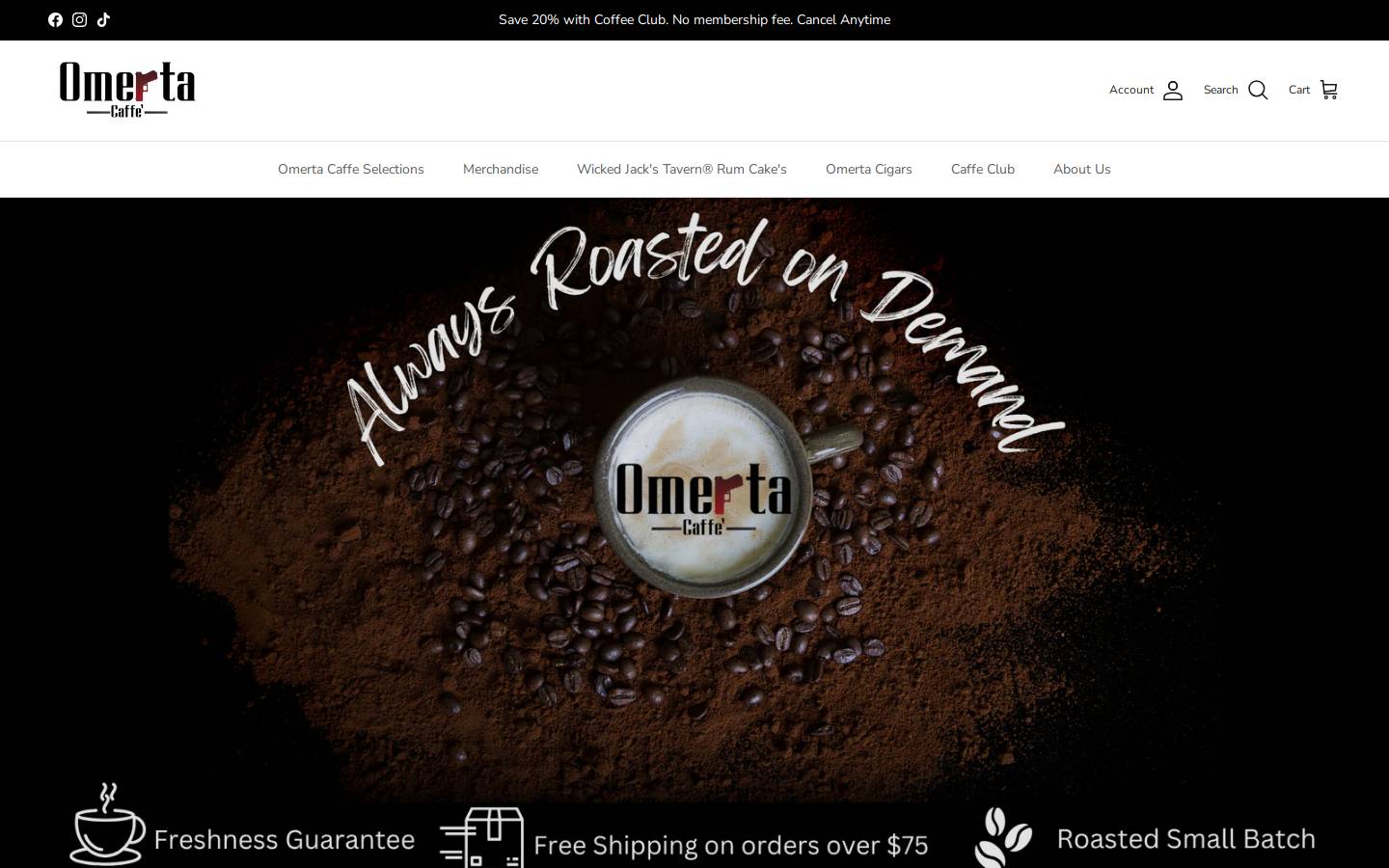 omertacaffe.com homepage screenshot