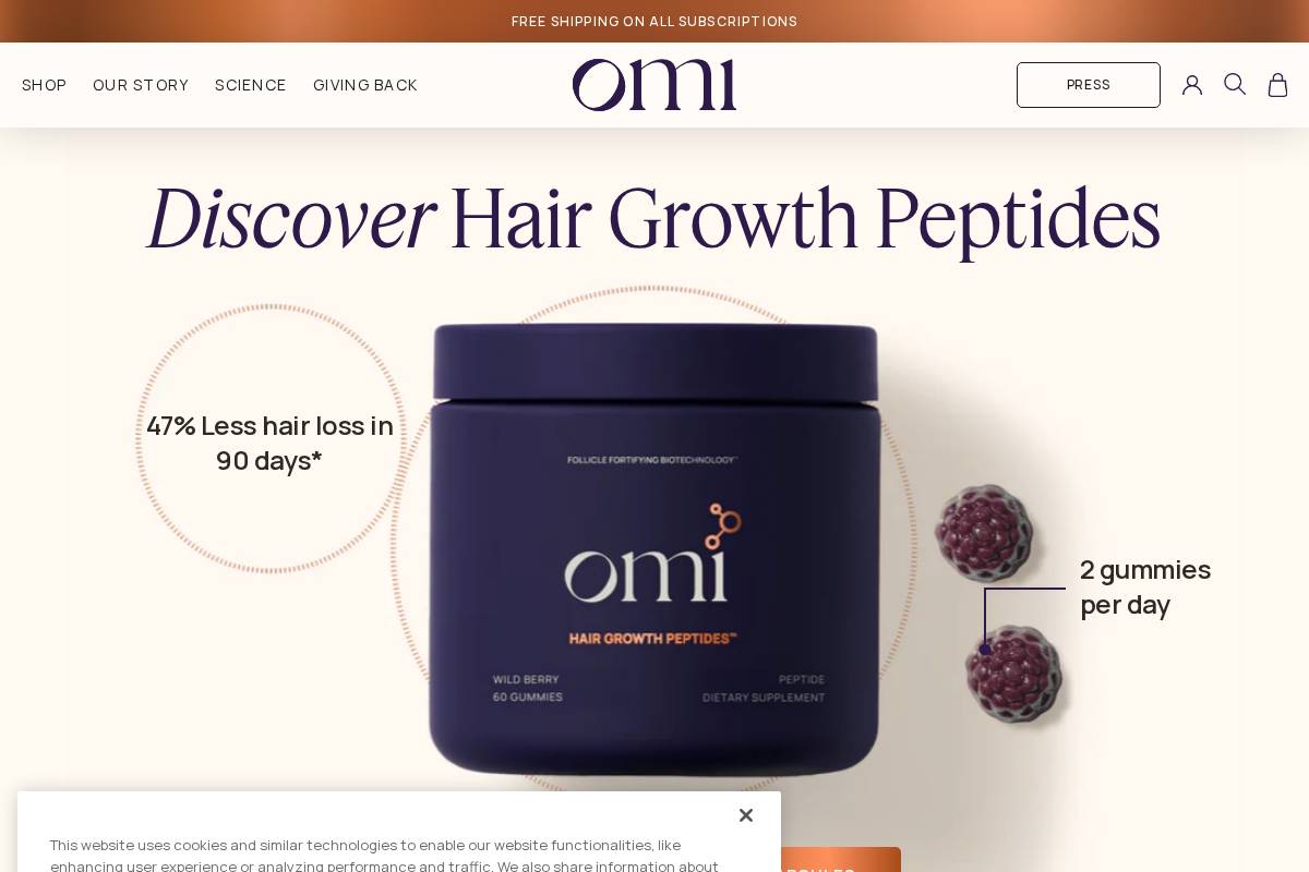 omiwellbeauty.com homepage screenshot