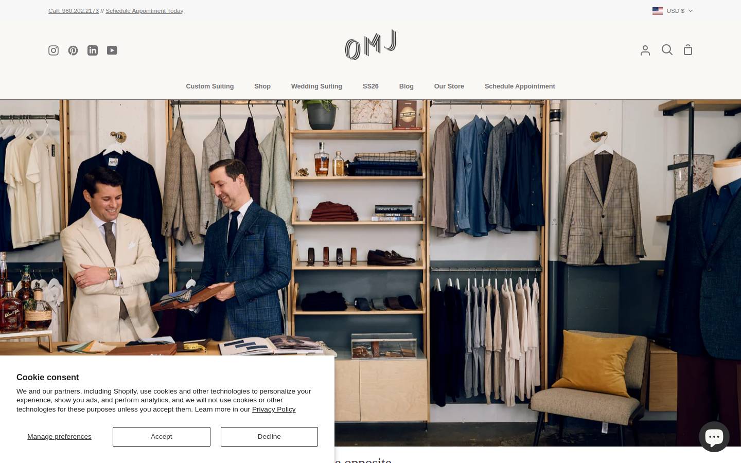 omjclothing.com homepage screenshot