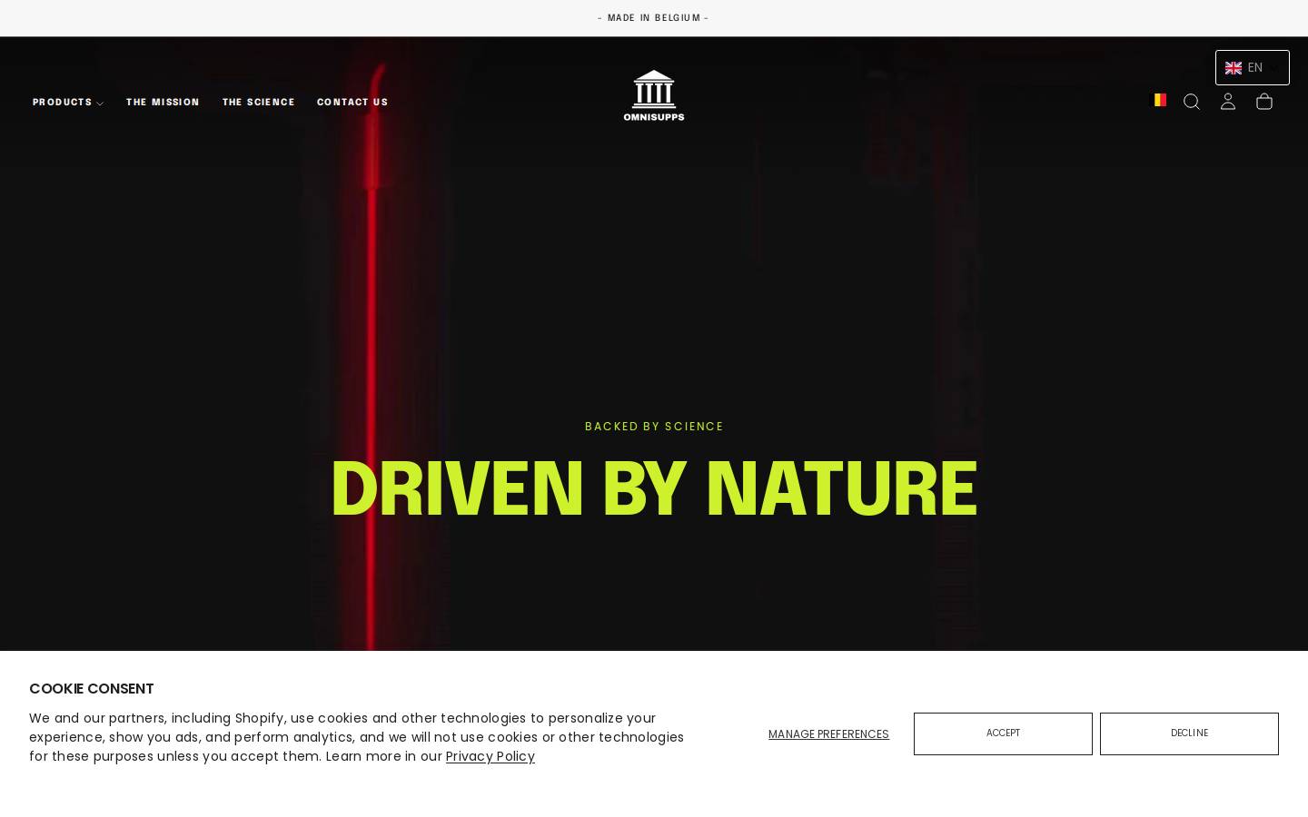Omnisupps Nutrition homepage screenshot