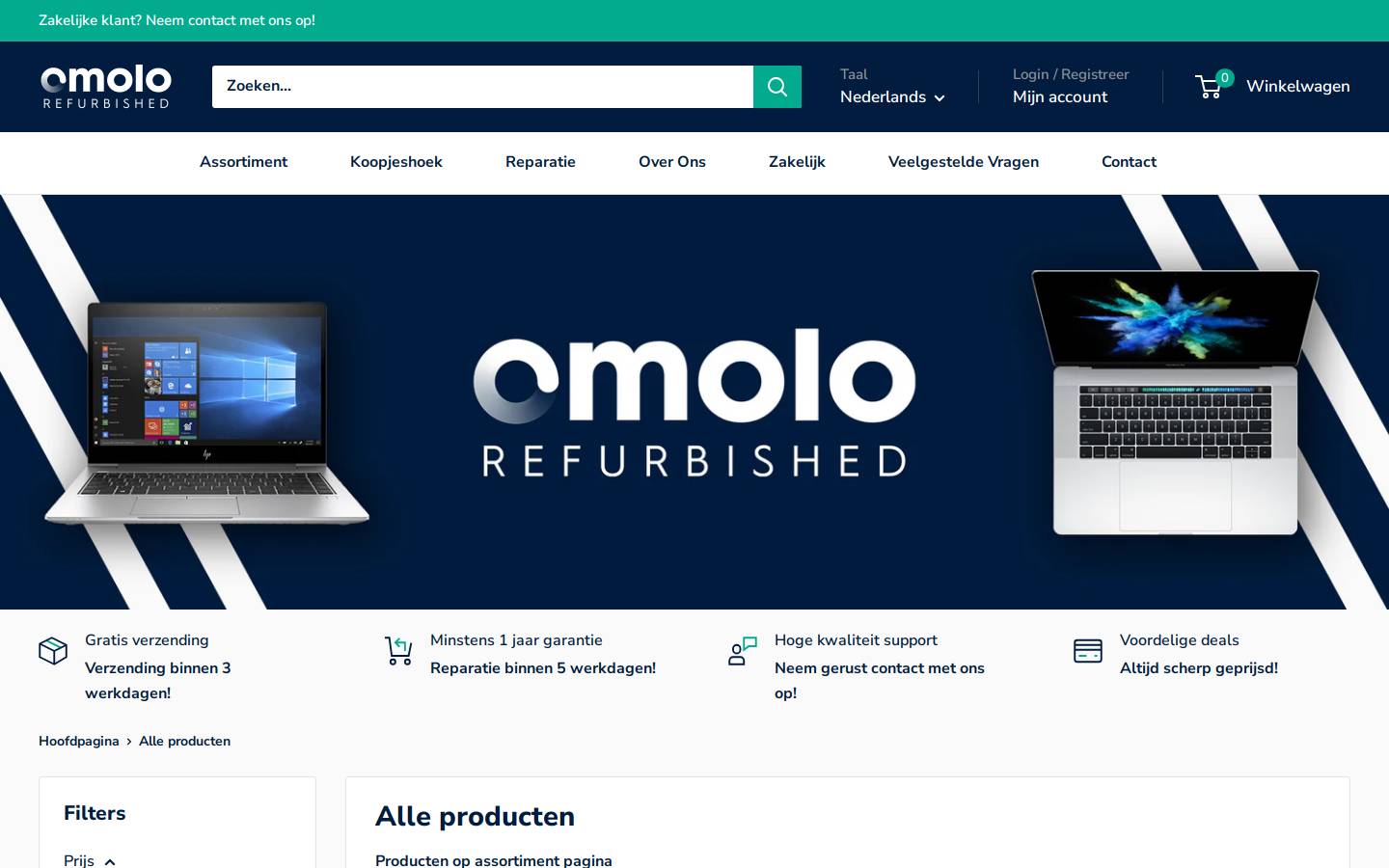 omolo.be homepage screenshot