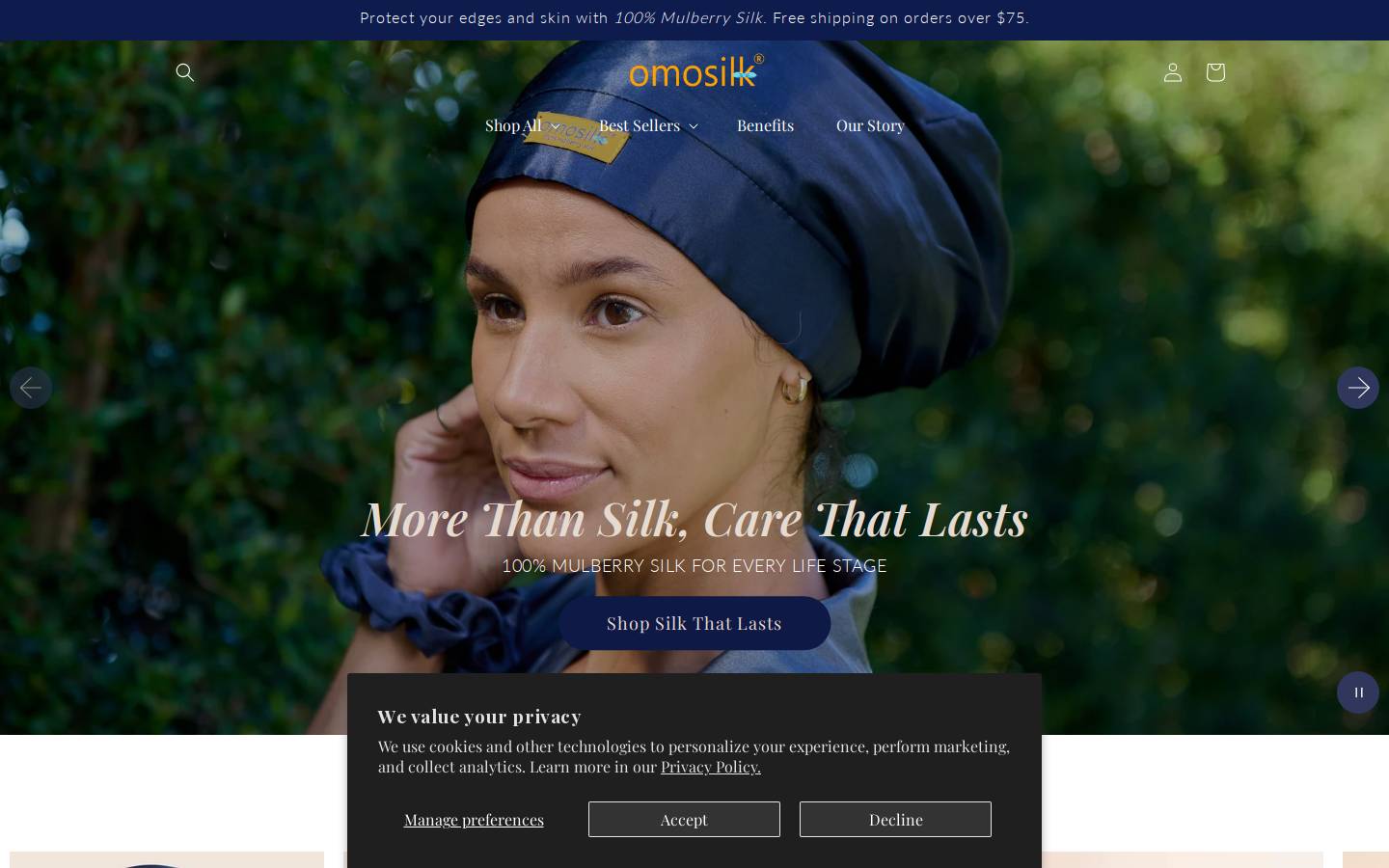 omosilk.com homepage screenshot