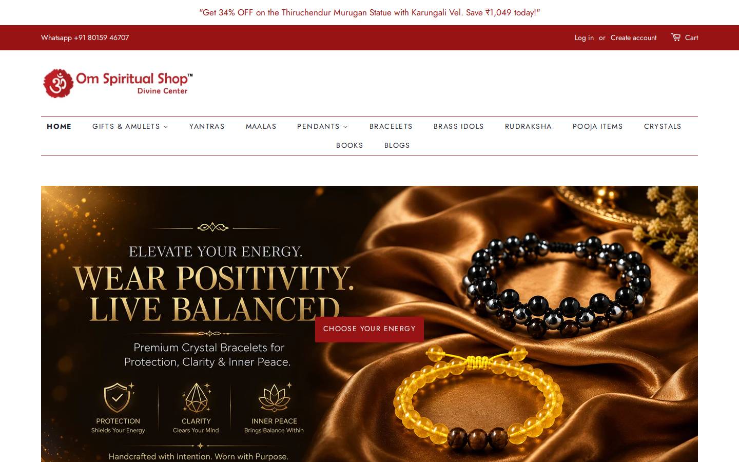 omspiritualshop.com homepage screenshot