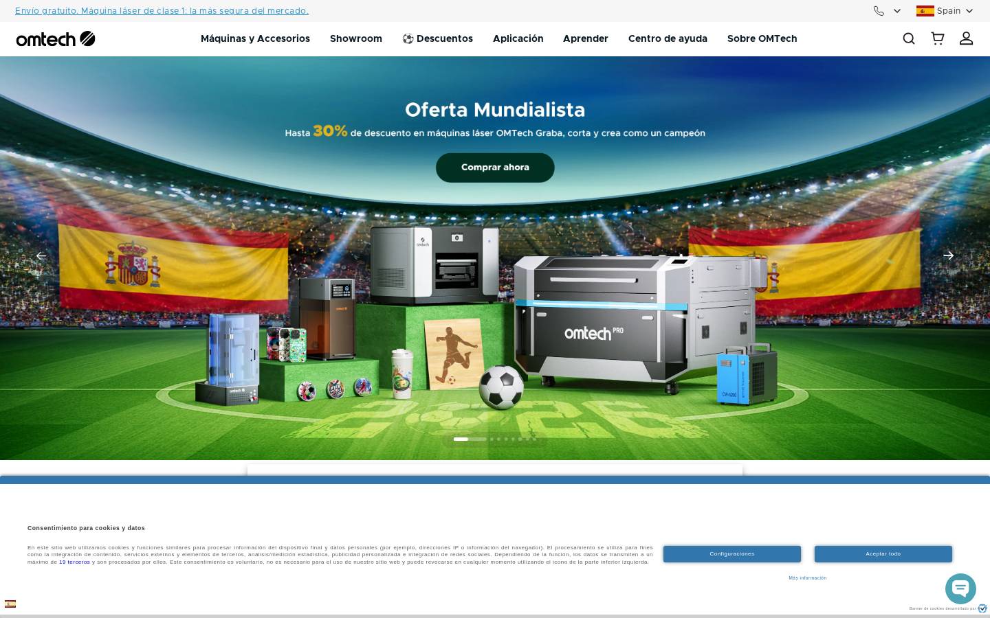 OMTech homepage screenshot