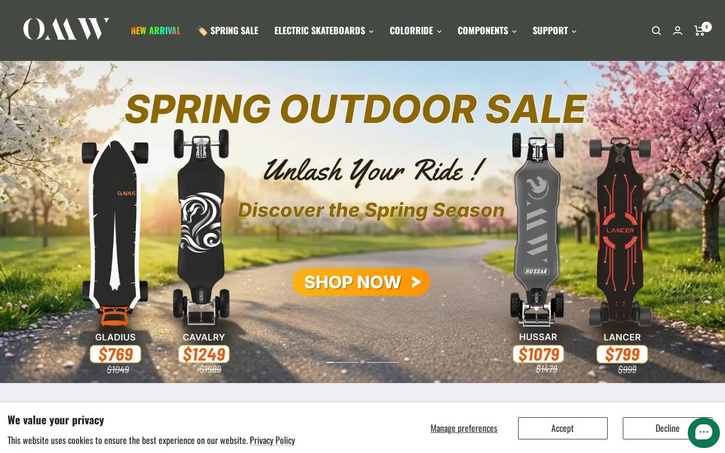 Omwboards homepage screenshot