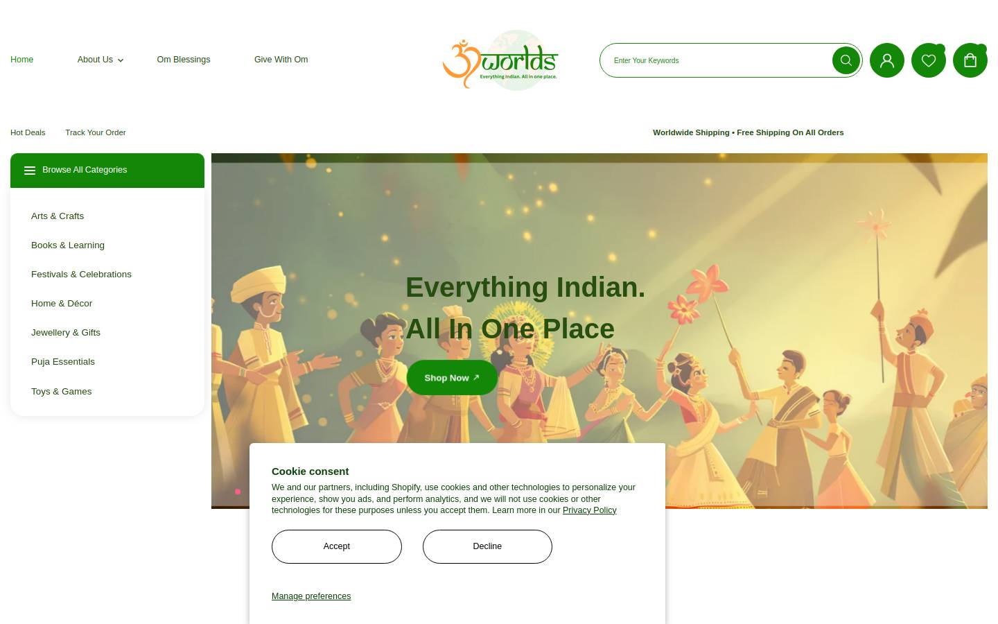 omworlds.com homepage screenshot