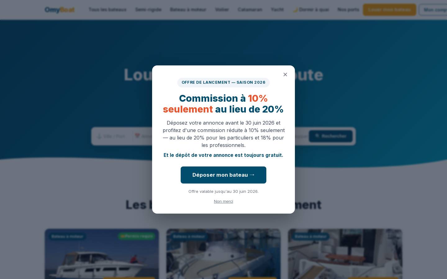 omyboat.fr homepage screenshot