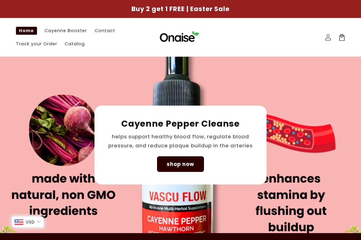 Onaise homepage screenshot